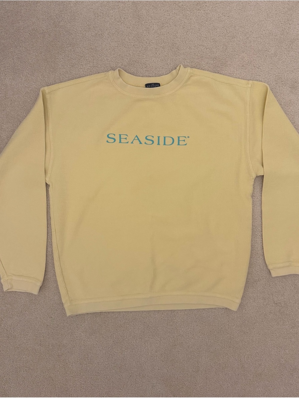 Seaside Ribbed Crewneck in Pale Yellow
